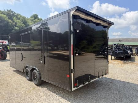 New Stealth Aluminum Enclosed 8.5x20 XLT Pro Series 7K- Black W/ Black Trim, Escape Door and Rear Wing