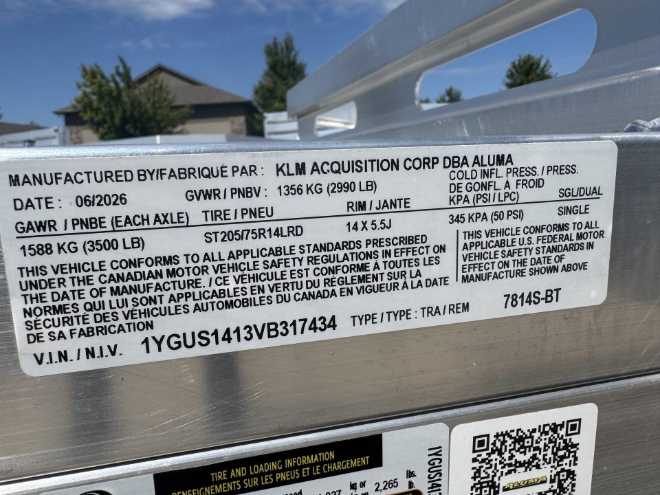New 2027 Aluma 7814BT Utility Trailer