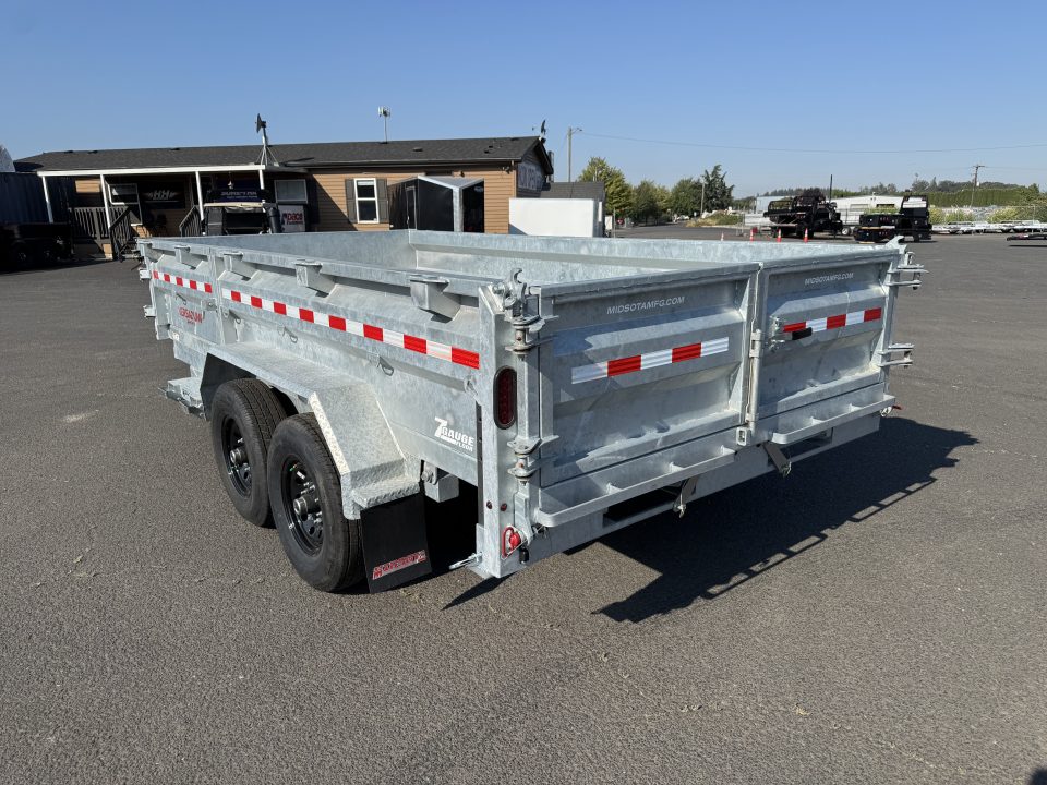 New 2026 Midsota 7x14 GALVANIZED Telescopic Versa Dump w/ Side Load Door 15.4K GVWR