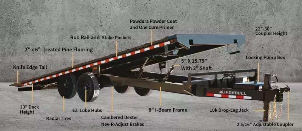 New 2027 Iron Bull 102"x22' Deckover Tilt Trailer