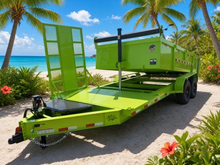 New 2026 Panther Cargo 7 x 20 Tandem Axle Hybrid Telescoping Dump-Deck Trailer – 16K GVWR | Electric Green Dump Trailer