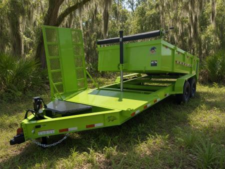 New 2026 Panther Cargo 7 x 20 Tandem Axle Hybrid Telescoping Dump-Deck Trailer – 16K GVWR | Electric Green Dump Trailer