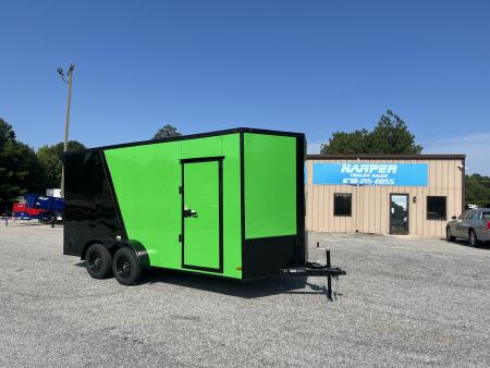 New 2027 7X16 TANDEM AXLE ENCLOSED TRAILER WITH BLACKOUT PACKAGE AND REAR SPOILER