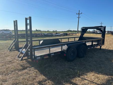 Used 2022 PJ 83x20 Tandem 15.7K GN Equipment Trailer w/ Side Rails, Standup Ramps, & 14 Ply Tires