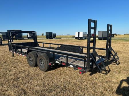 Used 2022 PJ 83x20 Tandem 15.7K GN Equipment Trailer w/ Side Rails, Standup Ramps, & 14 Ply Tires