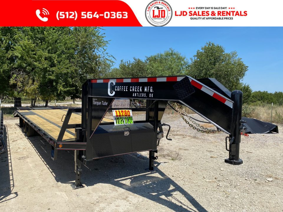 New 2027 Coffee Creek MFG 102  x 30' Gooseneck Flatbed Deckover Trailer