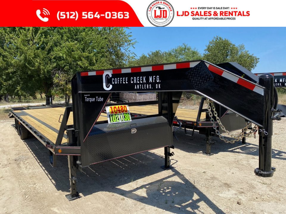New 2027 Coffee Creek MFG 102  x 30' Gooseneck Flatbed Deckover Trailer