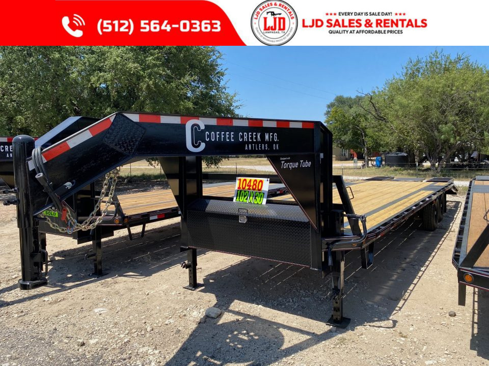 New 2027 Coffee Creek MFG 102  x 30' Gooseneck Flatbed Deckover Trailer