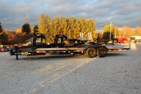 New 2027 Moritz 7' x 16' + 8' Low Pro - Gravity Tilt - Equipment Trailer - 25900# GVW