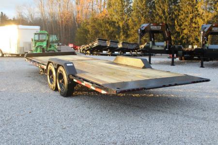 New 2027 Moritz 7' x 16' + 8' Low Pro - Gravity Tilt - Equipment Trailer - 25900# GVW