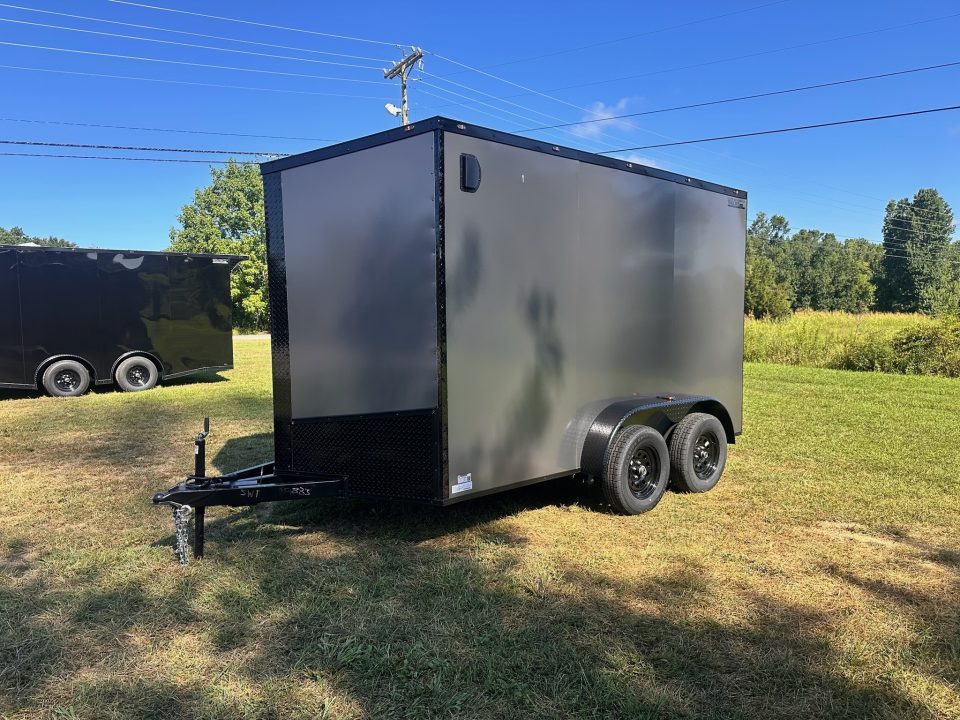 New 2027 7X12 Enclosed Trailer-3500LB Tandem Axle -7'ft Interior- Charcoal Poly-Blackout