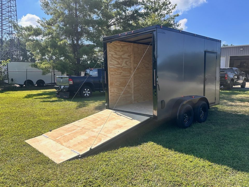 New 2027 7X12 Enclosed Trailer-3500LB Tandem Axle -7'ft Interior- Charcoal Poly-Blackout