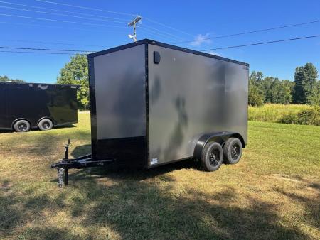 New 2027 7X12 Enclosed Trailer-3500LB Tandem Axle -7'ft Interior- Charcoal Poly-Blackout