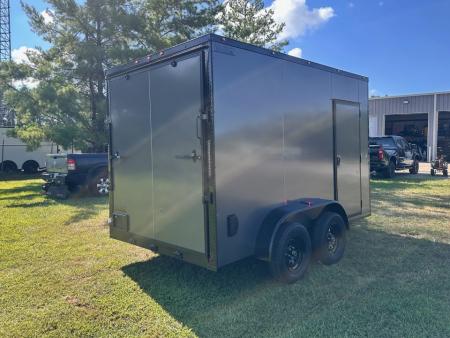 New 2027 7X12 Enclosed Trailer-3500LB Tandem Axle -7'ft Interior- Charcoal Poly-Blackout