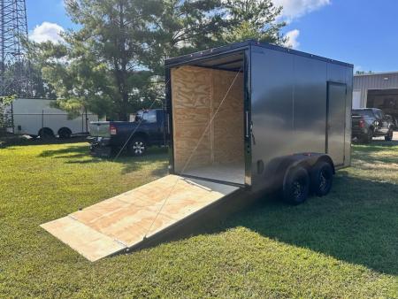 New 2027 7X12 Enclosed Trailer-3500LB Tandem Axle -7'ft Interior- Charcoal Poly-Blackout