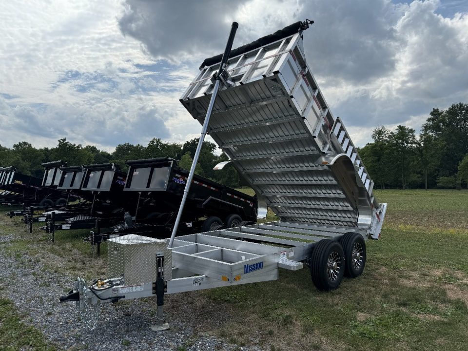New 2027 Mission MODP7X14 Aluminum 14k Low Pro Dump 2 Foot Sides Dump Trailer FREE TARP KIT FREE ALUMINUM WHEEL UPGRADE