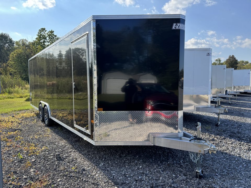 New 2027 E-Z Hauler EZEC8.5X20CH XLT PRO Car Hauler 71 SERIES, 7 FOOT 1 INCH INTERIOR HEIGHT, .080 POLY SIDES, 4 FOOT SIDE ESCAPE DOOR, FREE ALUMINUM WHEEL UPGRADE