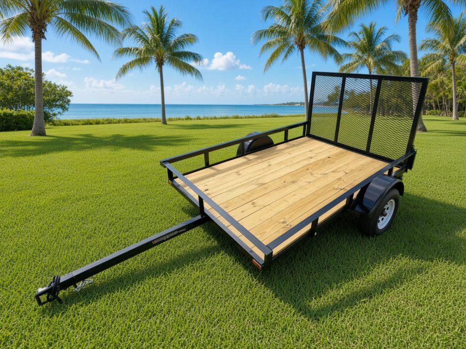 New 2026 5x8 with Mesh Back Gate Utility Trailer with 2000# GVWR N631269