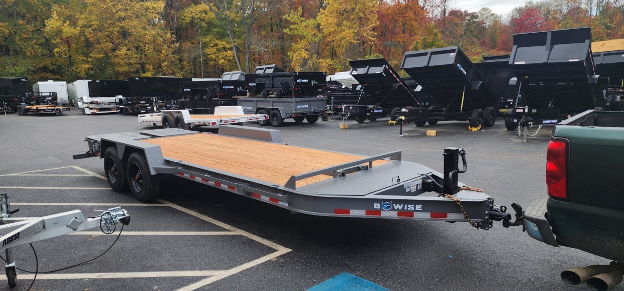 New 7 x 20 EF16 BWISE I-Beam Flat Deck Equipment Trailer 17.6k *Hammertone Gray**FULL WIDTH RAMPS
