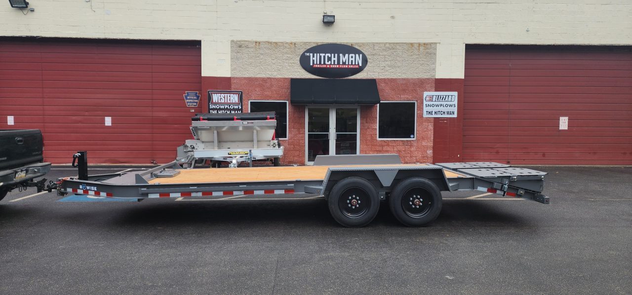 New 7 x 20 EF16 BWISE I-Beam Flat Deck Equipment Trailer 17.6k *Hammertone Gray**FULL WIDTH RAMPS