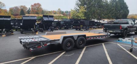 New 7 x 20 EF16 BWISE I-Beam Flat Deck Equipment Trailer 17.6k *Hammertone Gray**FULL WIDTH RAMPS