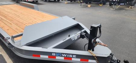 New 7 x 20 EF16 BWISE I-Beam Flat Deck Equipment Trailer 17.6k *Hammertone Gray**FULL WIDTH RAMPS