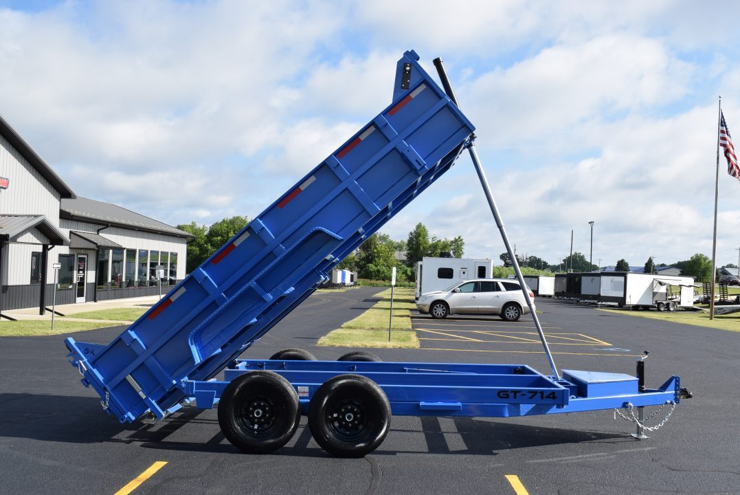 New GRIFFIN 7x14 14K DUMP TRAILER w/ TELESCOPING CYLINDER BLUE