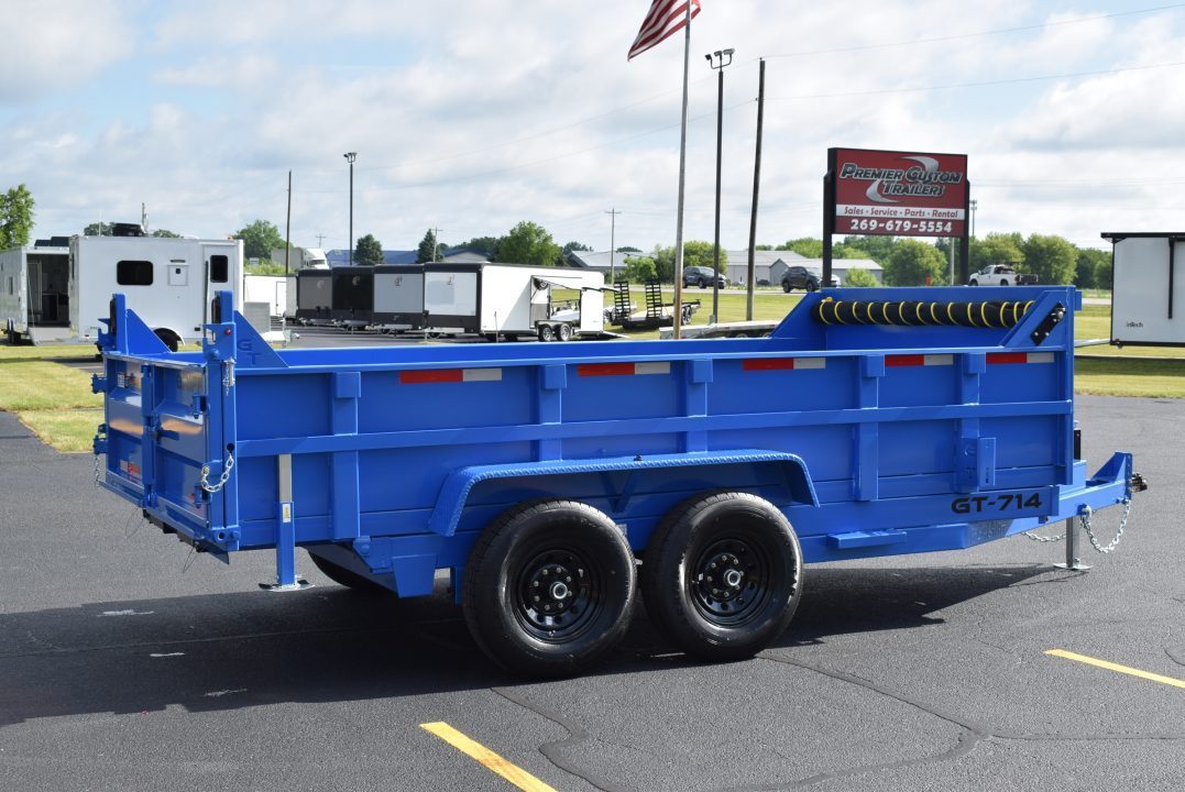 New GRIFFIN 7x14 14K DUMP TRAILER w/ TELESCOPING CYLINDER BLUE