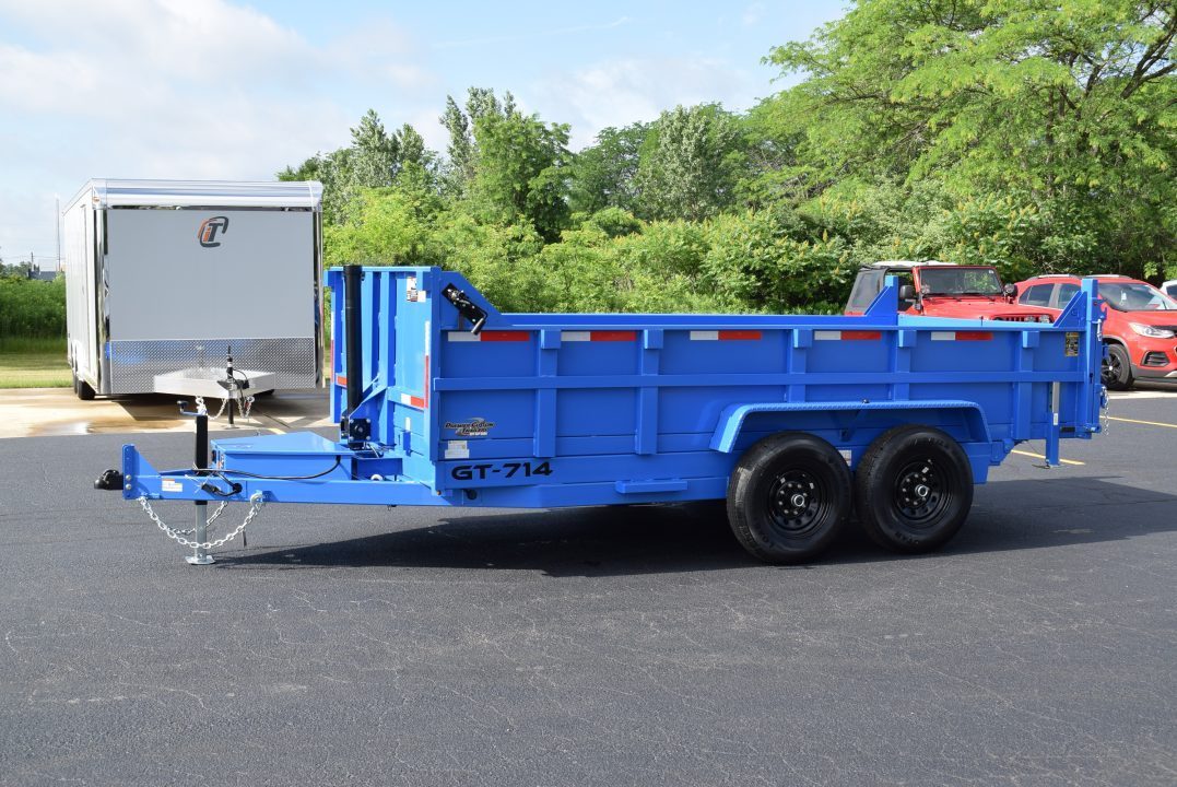 New GRIFFIN 7x14 14K DUMP TRAILER w/ TELESCOPING CYLINDER BLUE