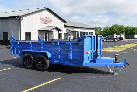 New GRIFFIN 7x14 14K DUMP TRAILER w/ TELESCOPING CYLINDER BLUE