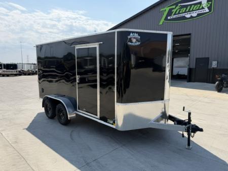New 2027 Bighorn R&M 7x14 + 2’V Nose Rear Ramp Enclosed Cargo Trailer