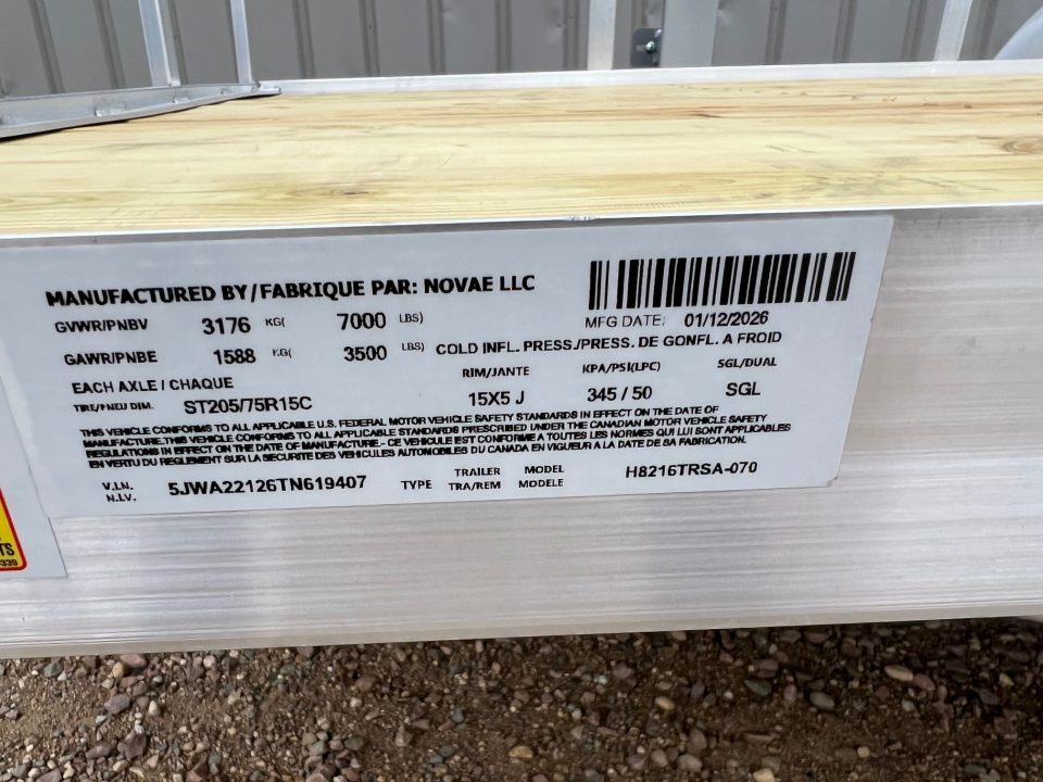 New 2026 H&H Trailers 16' Tandem Aluminum Utility Utility Trailer