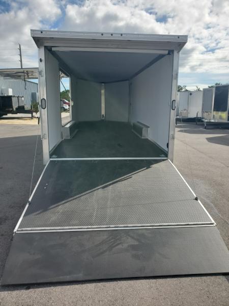 New 2027 ALCOM 8.5X24 STEALTH ALUMINUM FRAME Cargo / Enclosed Trailer WITH 6X9 ESCAPE DOOR, REMOVABLE FENDER, RUBBER FLOOR, TORSION AXLES, MAG WHEELS, LUAN WALLS/CEILING, LED LIGHTS