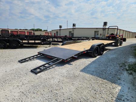 New 2026 WD Trailers 83x24 TA, 5.2k axles, 4' metal dovetail with slide in ramps Car Hauler