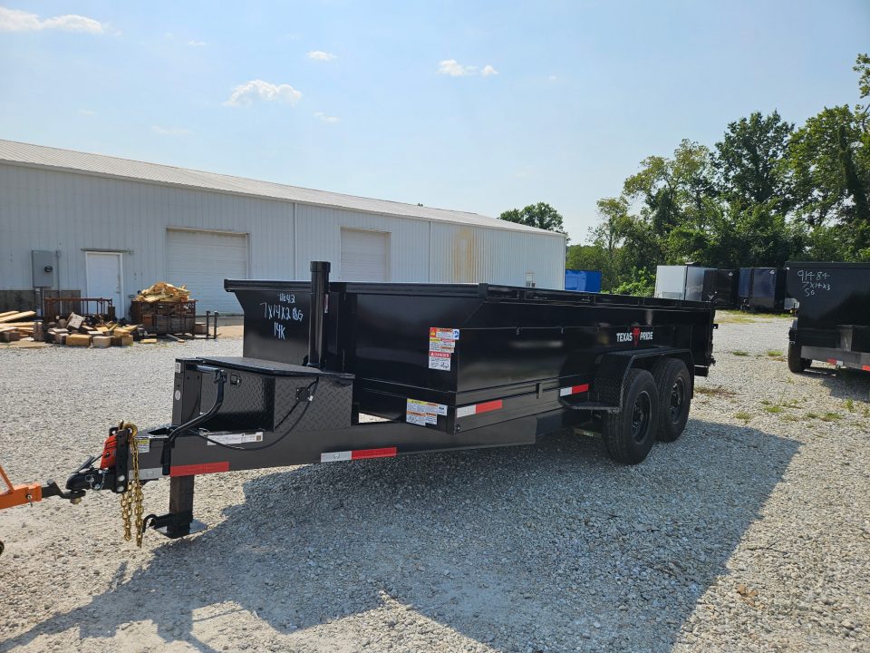 New 2026 Texas Pride Trailers 7x14x2 TA with spreader gate, 14K Axles Dump Trailer