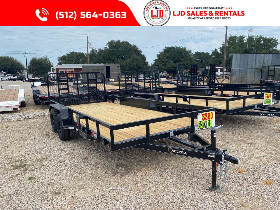 New 2027 Lacosta - 4' Gate - 83  x 18' Utility Trailer - 7K GVWR