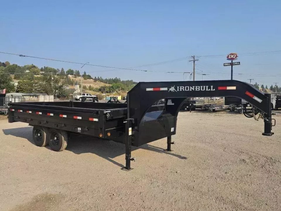 New 2027 Iron Bull 96"x16' 15k Deckover Gooseneck Dump Trailer