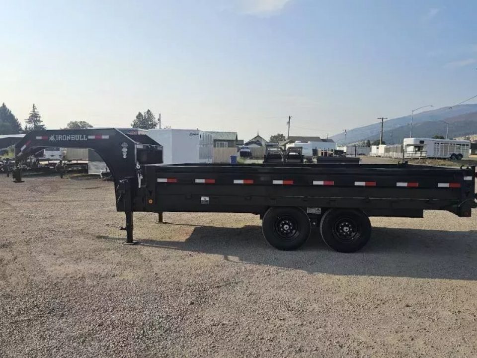 New 2027 Iron Bull 96"x16' 15k Deckover Gooseneck Dump Trailer