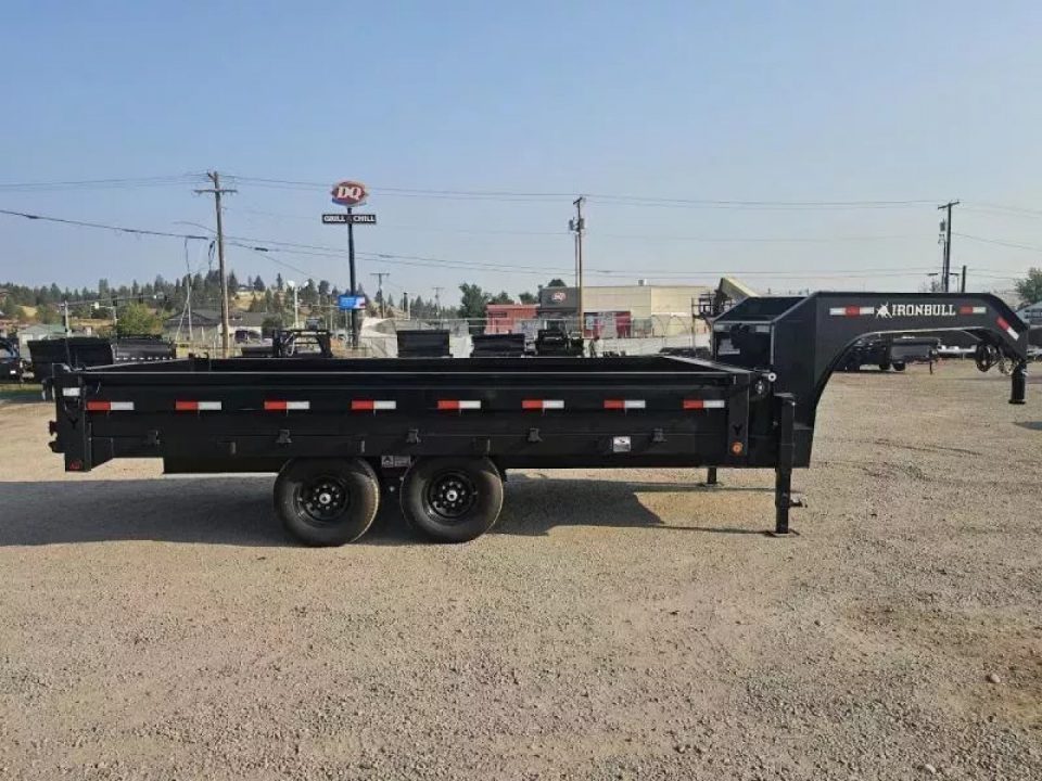 New 2027 Iron Bull 96"x16' 15k Deckover Gooseneck Dump Trailer