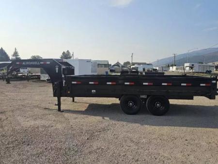 New 2027 Iron Bull 96"x16' 15k Deckover Gooseneck Dump Trailer