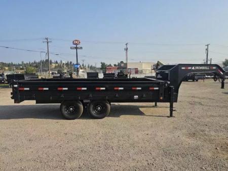 New 2027 Iron Bull 96"x16' 15k Deckover Gooseneck Dump Trailer