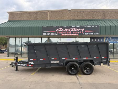 New 2027 LAMAR DL 16 X 83 TANDEM AXLE 14K BUMPER PULL DUMP W/ 48" SIDES