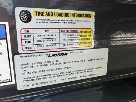 New #158276 2027 LAMAR H6 22 X 83 TANDEM AXLE 14K EQUIPMENT HAULER W/ SLIDE IN RAMPS