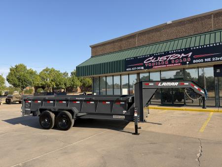 New #156570 2027 LAMAR DL 16 X 83 TANDEM AXLE LOW PRO 14K GOOSENECK DUMP W/ 2' SIDES