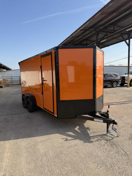New 2027 Sawyer Trailers Brand New Orange / Blackout 7x16 Cargo / Enclosed Trailer