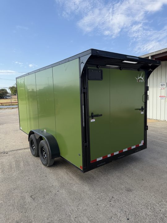 New 2027 Sawyer Trailers Brand New Army Green / Blackout 7x16 Cargo / Enclosed Trailer