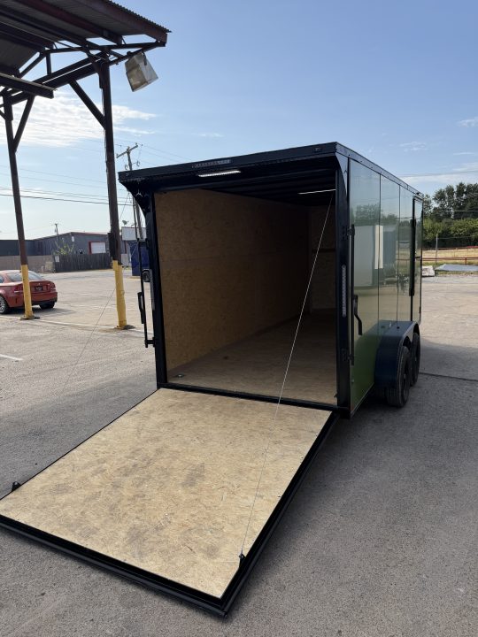 New 2027 Sawyer Trailers Brand New Army Green / Blackout 7x16 Cargo / Enclosed Trailer