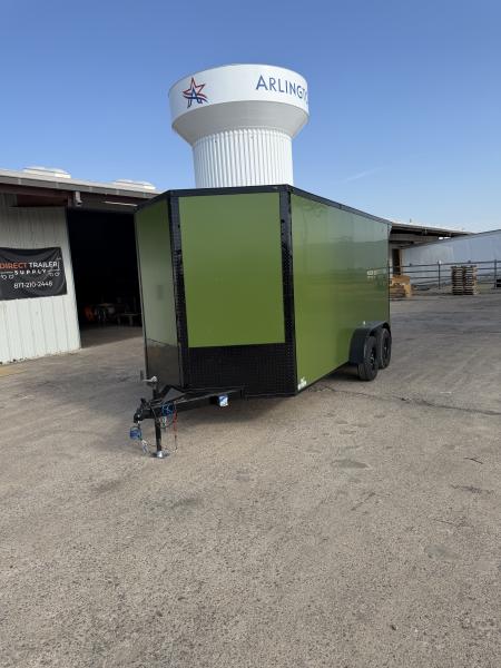New 2027 Sawyer Trailers Brand New Army Green / Blackout 7x16 Cargo / Enclosed Trailer