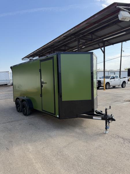 New 2027 Sawyer Trailers Brand New Army Green / Blackout 7x16 Cargo / Enclosed Trailer
