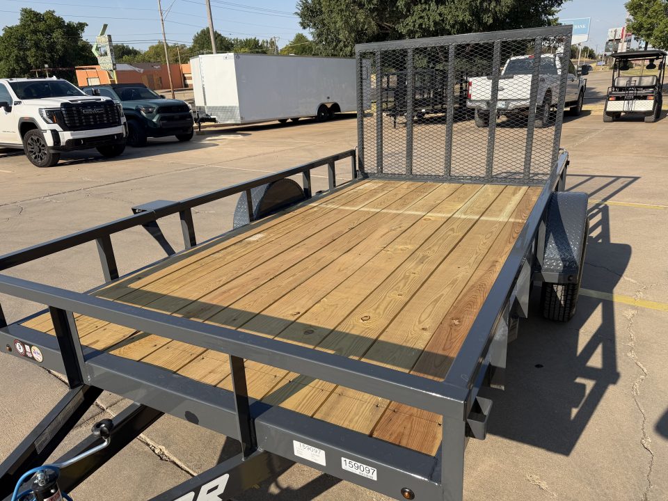 New #159097 2027 LAMAR UC 12 X 77 SINGLE AXLE SQUARE TUBE TOP 3K UTILITY W/ REAR RAMP GATE